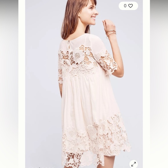 Holding Horses Anthropologie Beige Lace Dress size 12 - Picture 2 of 7